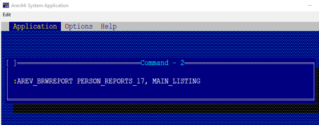 Run a BRW report from AREV64
