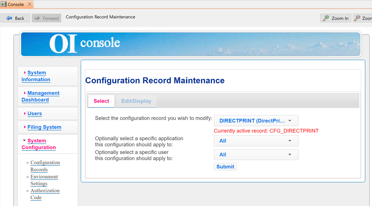 OIConsole Configuration Editor